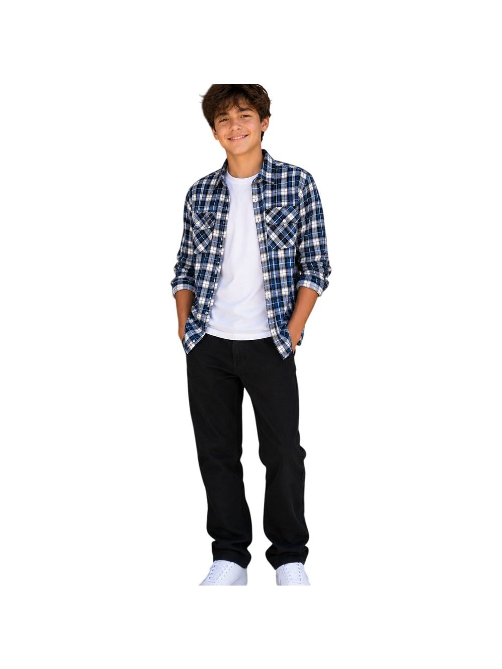 Hype Boy's Button Down Shirt, Long Sleeve Plaid Shirt, Size 14/16, New with Tags
